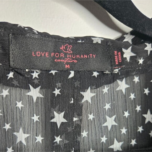 Love For Humanity Couture Sheer Celestial Whimsigoth Button Down Shirt Size M - Picture 3 of 7